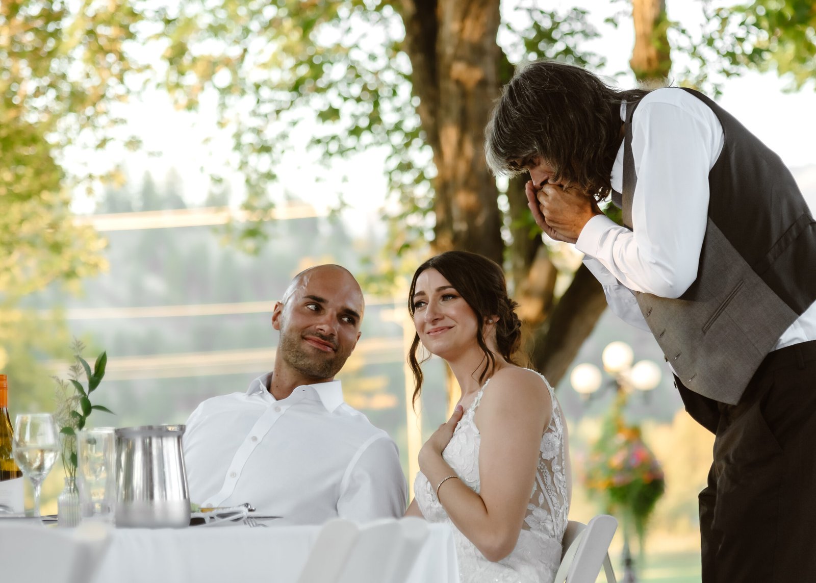 bride and her dad crying at at wedding BC cranbrook
